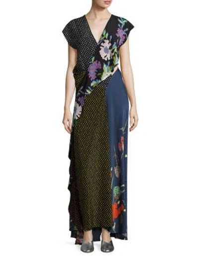 Shop Diane Von Furstenberg Draped Ruffle Gown In Multi