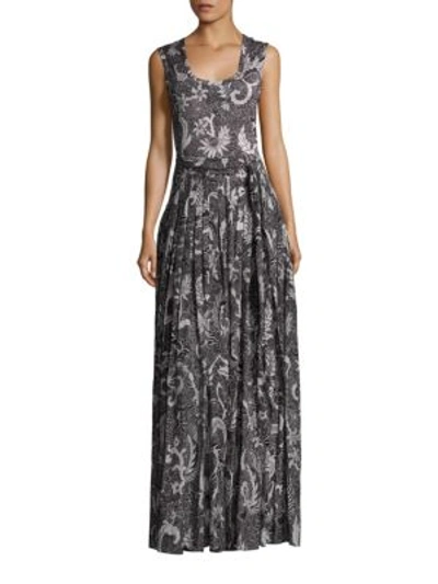 Shop Diane Von Furstenberg Pleated Silk Blend Gown In Serret Black