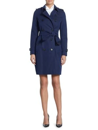 Burberry Kensington Double Breasted Trench Coat In Blueberry