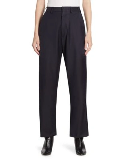 Shop Vetements X Brioni Cropped Wool Trousers In Navy