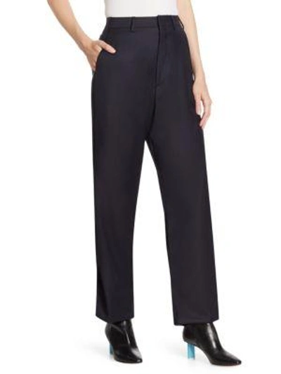 Shop Vetements X Brioni Cropped Wool Trousers In Navy