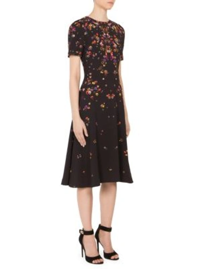 Shop Givenchy Anna Pansy-print Cady Dress In Black