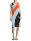 DIANE VON FURSTENBERG Colorblock Bias-Cut Silk Midi Dress