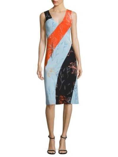 Shop Diane Von Furstenberg Colorblock Bias-cut Silk Midi Dress In Fenelon Black