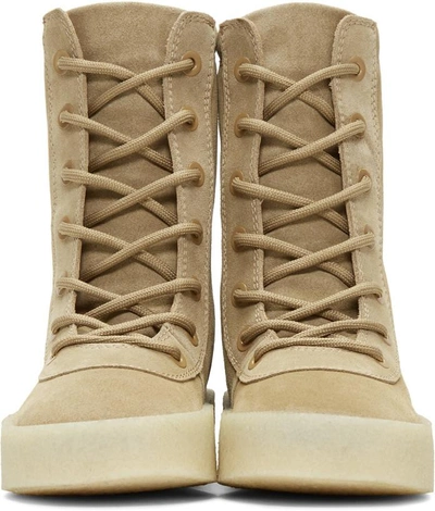 Shop Yeezy Taupe Suede Crepe Boots