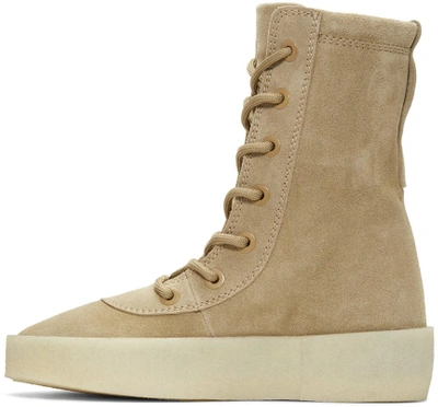 Shop Yeezy Taupe Suede Crepe Boots