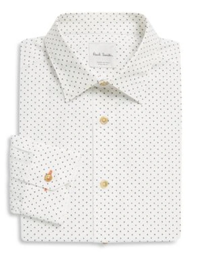 Paul Smith Airplane Print Slim Fit Dress Shirt In White/navy