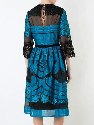 Shop Alberta Ferretti Sheer Detail Flared Dress In Blue