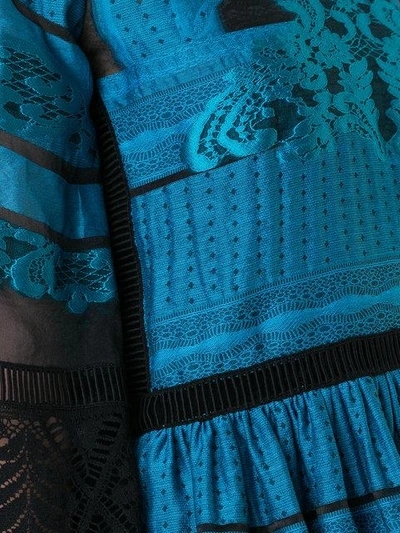 Shop Alberta Ferretti Sheer Detail Flared Dress In Blue