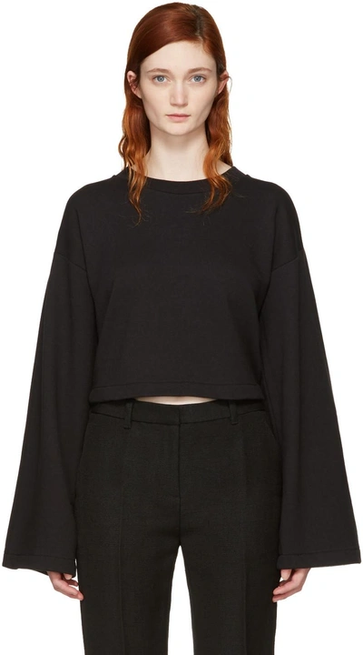 Shop Alexander Wang T Black Cropped Tie-back Sweatshirt