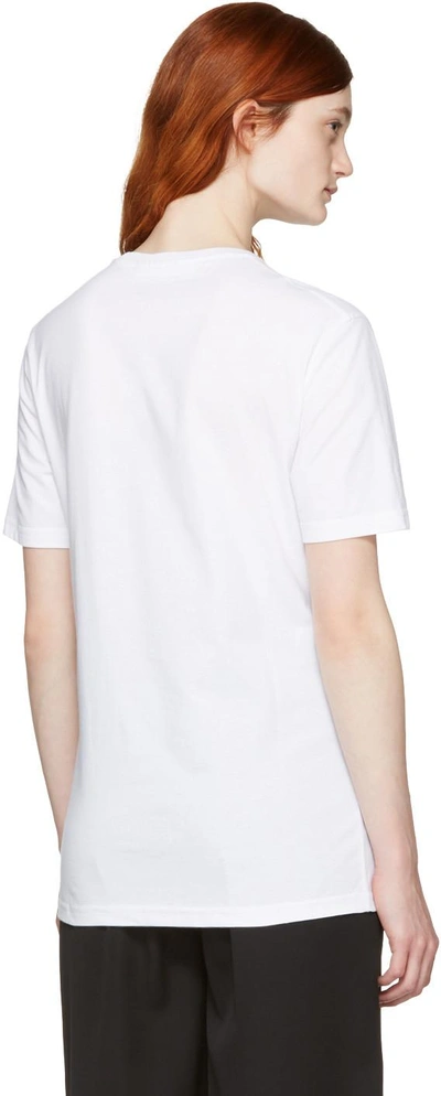 Shop Neil Barrett White Double Stripe Thunderbolt T-shirt In 526 White/black