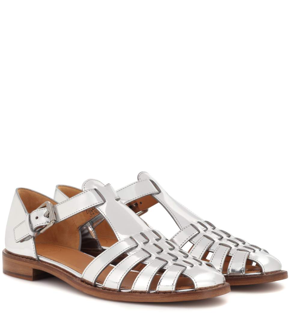 Church's Kelsey Metallic Leather Sandals In Silver | ModeSens