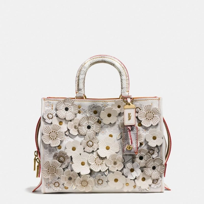 Shop Coach Rogue With Snakeskin Tea Rose In Chalk/brass
