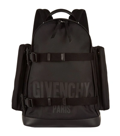 Givenchy Double Strap Logo Canvas Backpack In Black