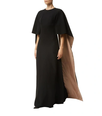 Shop Valentino Cape Gown In Black