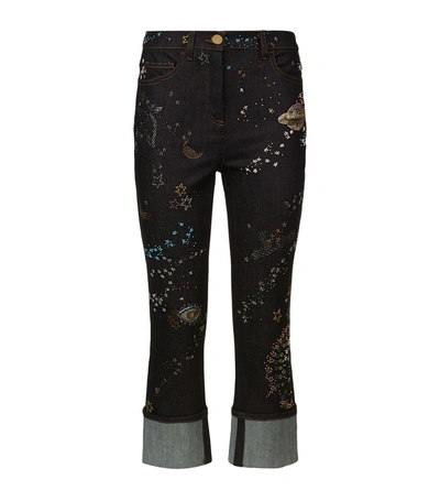 Shop Valentino Astro Couture Embroidered Jeans In Navy