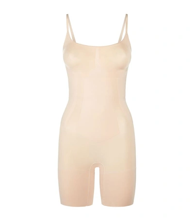 Shop Spanx Oncore Mid Thigh Bodysuit In Nude