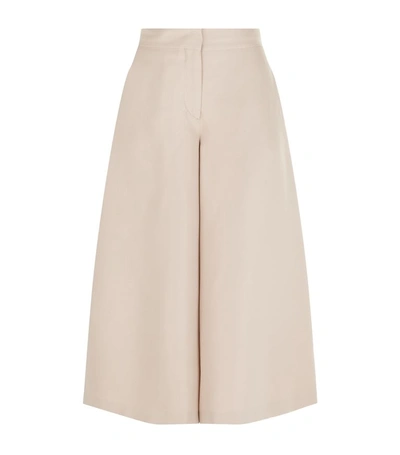 Shop Valentino Cropped Wide Trousers In Beige