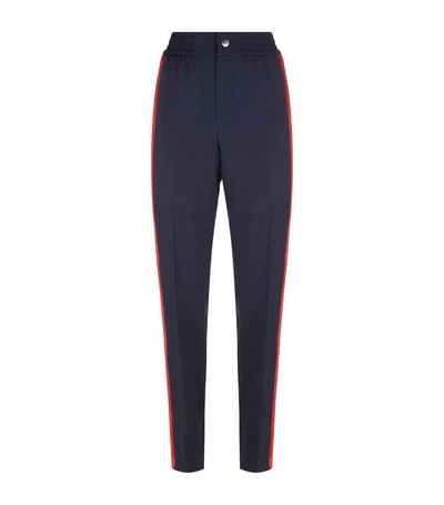 Shop Gucci Striped Wide Leg Trousers In Navy