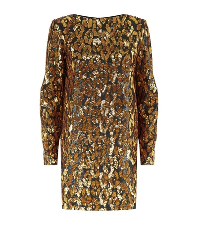 Shop Balmain Sequin Embellished Dress In Gold
