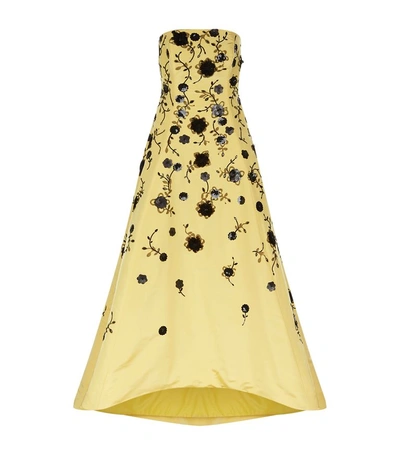 Shop Oscar De La Renta Embellished Silk Faille Ball Gown In Yellow