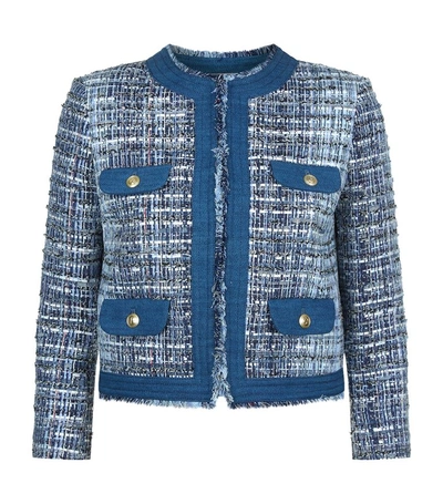 Pierre Balmain Cropped Tweed Jacket In Blue