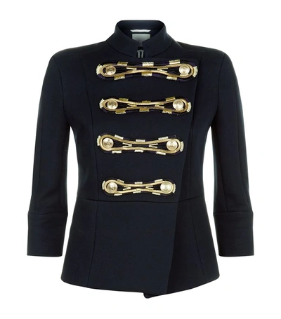 Pierre Balmain Embroidered Military Jacket In Navy