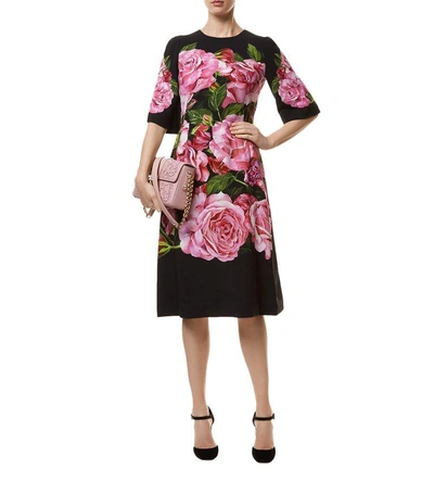 Shop Dolce & Gabbana Rose Print Dress In Pink