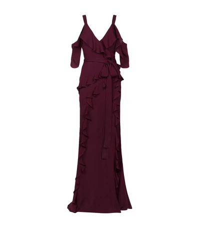 Elie Saab Ruffled Silk Gown In Purple