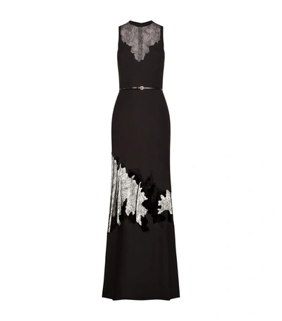 Shop Elie Saab Lace Insert Gown In Black