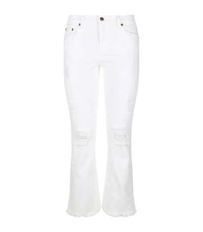 Shop Roberto Cavalli Cropped Distressed Jeans In White