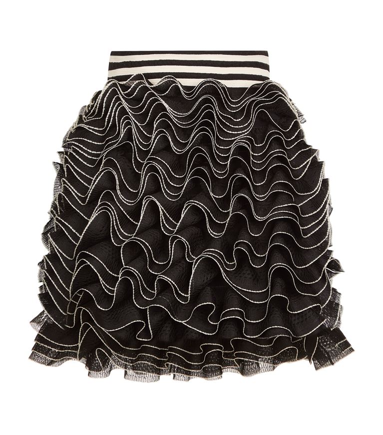 Alexander Mcqueen Knitted Ruffle Mini Skirt In Black | ModeSens