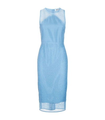 Shop Diane Von Furstenberg Tailored Lace Midi Dress In Blue