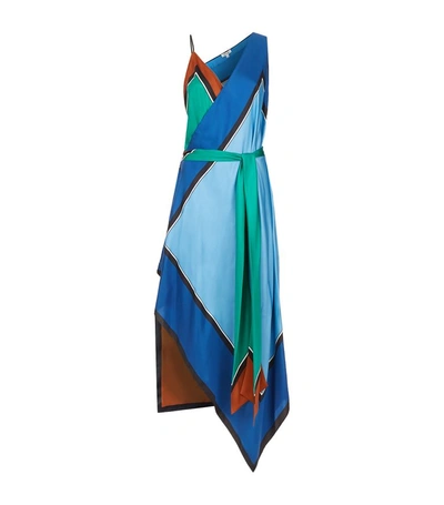 Shop Diane Von Furstenberg Scarf Print Midi Dress In Blue