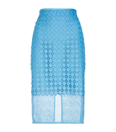 Shop Diane Von Furstenberg Twig Lace Pencil Skirt In Blue