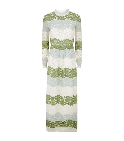 Shop Burberry Lace Maxi Dress In Green