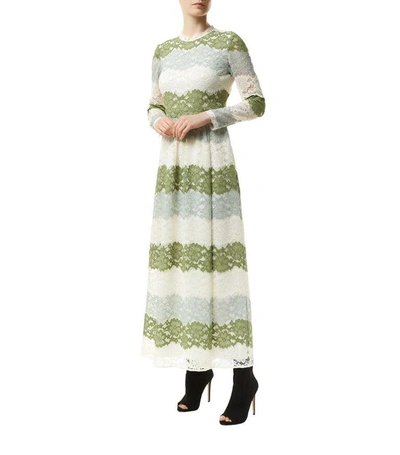 Shop Burberry Lace Maxi Dress In Green