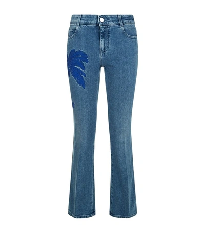 Shop Stella Mccartney Palm Tree Embroidered Flared Jeans In Blue