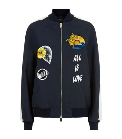 Shop Stella Mccartney Lorinda Surf Patch Embroidered Bomber Jacket In Navy