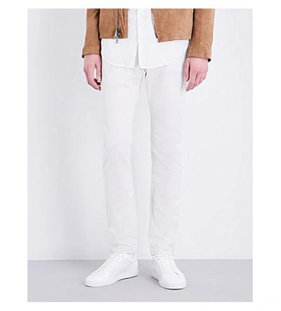 Shop John Varvatos Slim-fit Mid-rise Stretch-cotton And Linen-blend Jeans In Stone