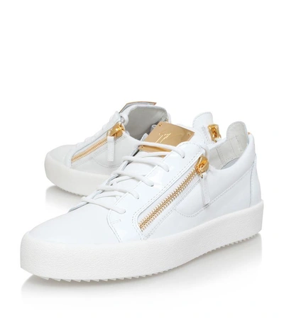 Shop Giuseppe Zanotti Patent Mix Sneaker In White