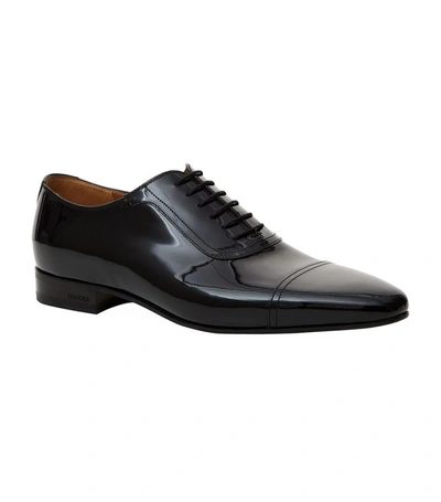 Shop Gucci Drury Patent Oxford Shoe In Black