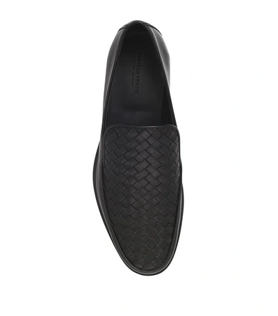 Shop Bottega Veneta Half Woven Loafers In Black