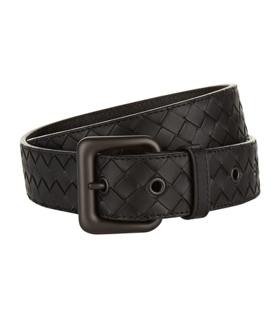 Bottega Veneta Woven Leather Belt In Black