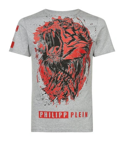 Shop Philipp Plein Roaring Lion T-shirt In Grey