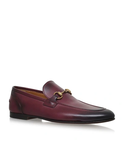 Gucci Horsebit Burnished-leather Loafers In Red