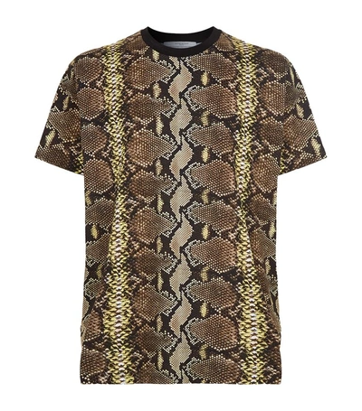 Shop Givenchy Python Print T-shirt In Yellow
