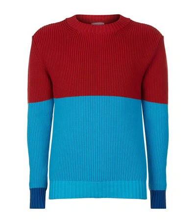 Shop Jw Anderson Colour Block Chunky Knit Jumper In Red