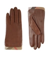 BURBERRY Check Trim Leather Gloves