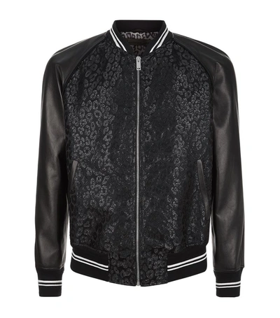 Shop Alexander Mcqueen Lurex Leopard Varsity Jacket In Black